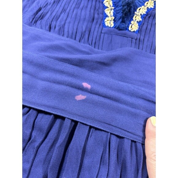 Poupette St Barth Maxi Dress Navy Blue XS Fringe Puka Shell Accents - Picture 10 of 16